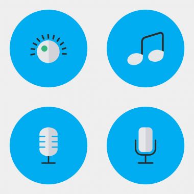 Vektör çizim basit simgeler kümesi. Öğeleri regülatörü, müzik işareti, mikrofon ve diğer eş anlamlı regülatörü, müzik ve kayıt.
