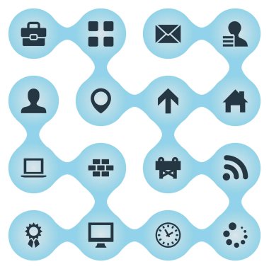 Vektör çizim basit Web simgeler kümesi. Öğeleri oluşturmak yoluyla, kazanan, ileti ve yükleme, Web ve evin diğer eş.