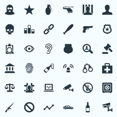 Vektör çizim basit hata simgeler kümesi. Pazarlama, öğeleri şiddet, beysbol sopası ve diğer eş anlamlı Analizi, Şerif ve yardım.