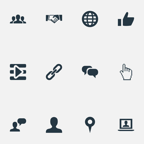 Векторный набор простых социальных иконок. Elements Agreement, Profile, Team And Other Synonyms Pin, Social And Deal
.