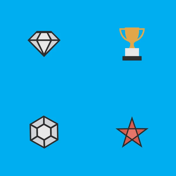Vector Illustration Set of Simple Champion Icons (en inglés). Elementos Primero, Diamante, Copa y Otros Sinónimos Precioso, Estrella y Primero . — Vector de stock