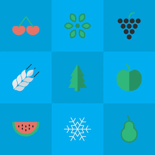 Vektorové ilustrace sada ikon jednoduché Garden. Prvky kukuřice, Květinka, meloun a další synonyma Pot, strom a meloun. — Stockový vektor