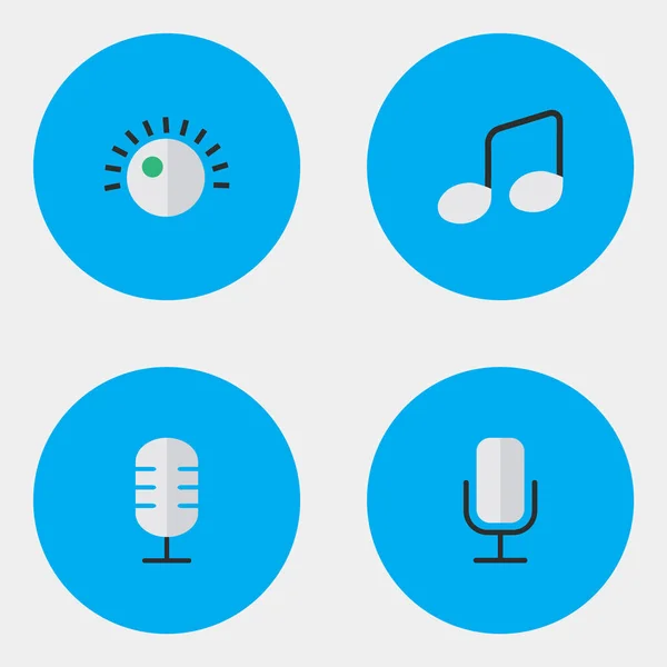 シンプルなアイコンのベクター イラスト セット。要素のレギュレータ、音楽記号、マイク、その他類義語レギュレータ音楽とレコード. — ストックベクタ