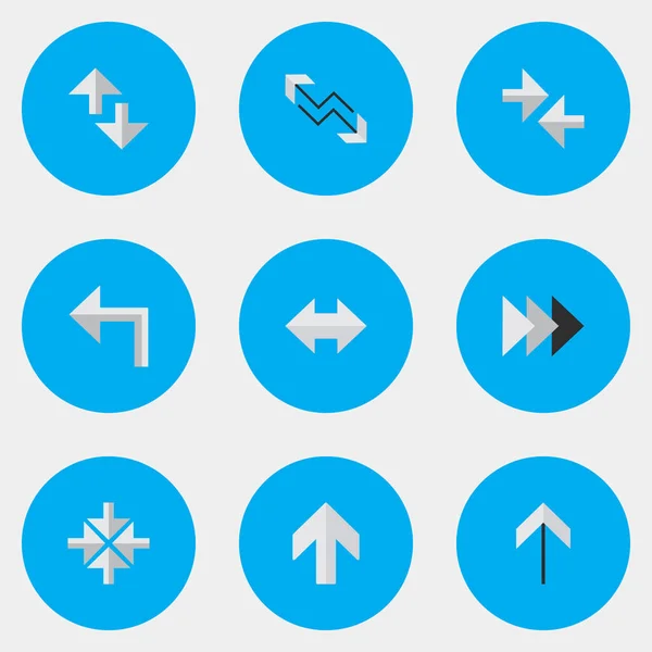 Vector Illustration Set Of Simple Indicator Icons. Elements Inside, Onward, Cursor And Other Synonyms Turn, Internet And Import. — Stock Vector