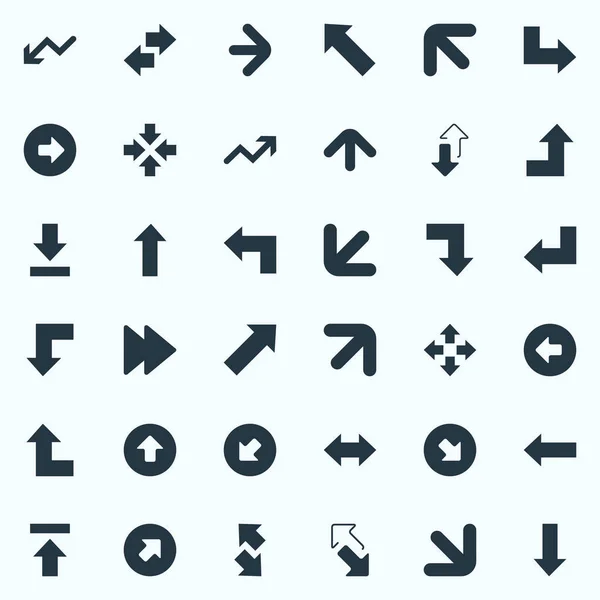 Illustration vectorielle Ensemble d'icônes Indicateur simple. Éléments dans la bonne direction, transfert, inversion et autres synonymes Rétrogression, curseur et incliné . — Image vectorielle