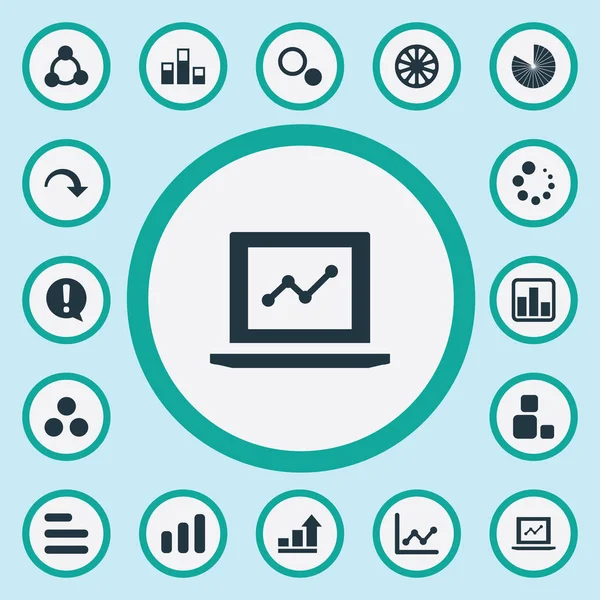 Vector illustratie Set van eenvoudige grafiek pictogrammen. Elementen Surge, cyclus, laden en andere sectie synoniemen grafiek en analytische. — Stockvector