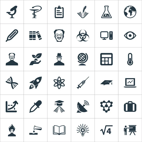 Векторна ілюстрація Набір простих піктограм дослідження. Елементи біологія, вчений, дослідник та інші синоніми Електронна, історія та захист . — стоковий вектор