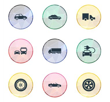 Vektör çizim basit otomatik simgeler kümesi. Öğeleri Siren, kargo, Carting Carting ve diğer eş anlamlı, ırk ve döndürme.