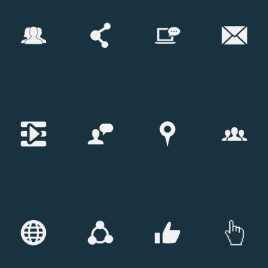 Vektör çizim basit Internet simge kümesi. Öğeleri yeni posta, sohbet, grup ve diğer eş anlamlı mektup, yayın ve mesaj.