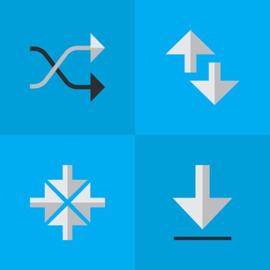 Vektör çizim basit işaretçisini simgeler kümesi. Öğeleri imleç, düzensizce, yükleme ve diğer eşanlamlı içten, ok ve Download.