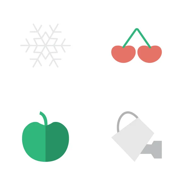 Conjunto de ilustração vetorial de ícones de jardim simples. Elementos Flake of Snow, Berry, Bailer e outros Sinônimos Apple, Berry and Cherry . — Vetor de Stock