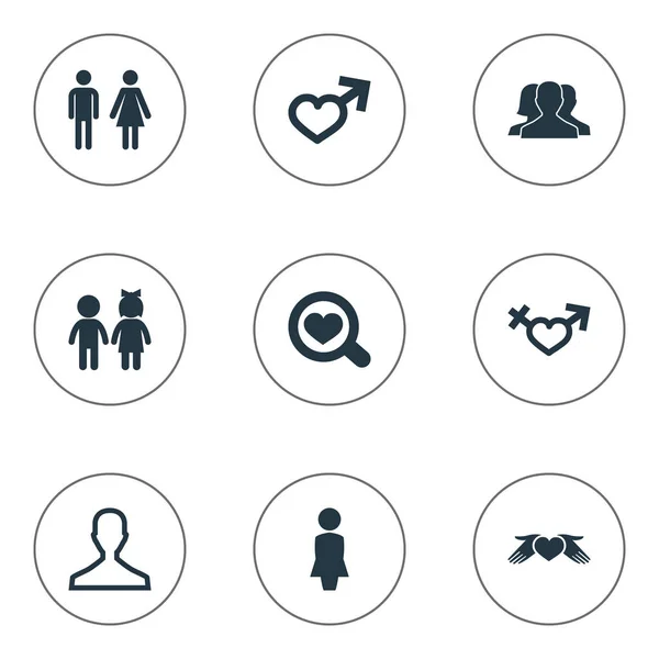 Vector Illustration Set of Simple Couple Icons. Элементы Джентльмен, сердце в руке, дети синонимы забота, девушка и пара . — стоковый вектор