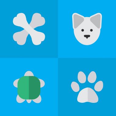 Vektör çizim basit vahşi simgeler kümesi. Öğeleri iskelet, kurt, kaplumbağa ve diğer eş anlamlı gıda, Turtle ve ayak.