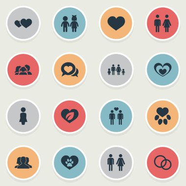 Vektör çizim basit Sevgililer simgeler kümesi. Öğeleri ayak izi, iletişim, diyalog ve diğer eş anlamlı çift ayak izi ve pençe.