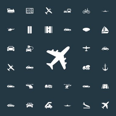 Vektör çizim basit sevk irsaliyesi simgeler kümesi. Öğeleri Downgrade, tarım uçak, otomotiv ve diğer eş anlamlı uçağı, ekolojik ve uçak.