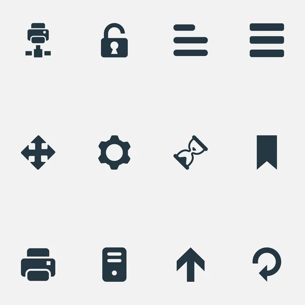 Vektör çizim basit Apps simgeler kümesi. Öğeleri okları, yenileme, menü ve diğer eş büyütmek, döndürün ve çıktı. — Stok Vektör