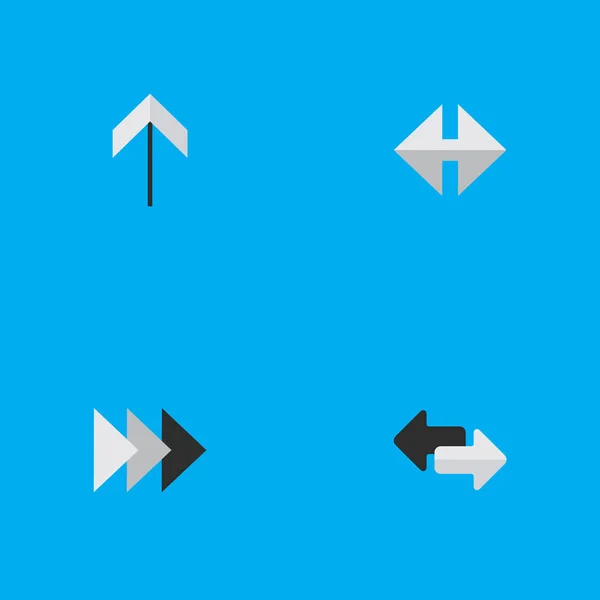 Illustrazione vettoriale Set di semplici frecce icone. Indicatore di elementi, su, avanti e altri sinonimi avanti, su e importazione . — Vettoriale Stock