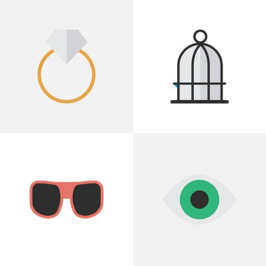 Vektör çizim basit araç simgeler kümesi. Öğeleri nişan, görünüm, kuş kafesi ve diğer eş anlamlı gözlük görüntülemek ve vizyon.