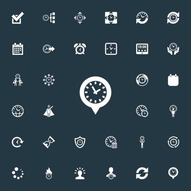 Vektör çizim basit yönetim simgeler kümesi. Öğeleri takvim, yineleme, aralığı ve diğer eş anlamlı son tarih, akıl ve onaylama.