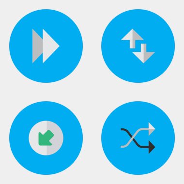 Vektör çizim basit gösterge simgeler kümesi. Öğeleri Northwestward, düzensizce, imleç ve diğer eş gelecek, Kuzeybatı ve yükleme.