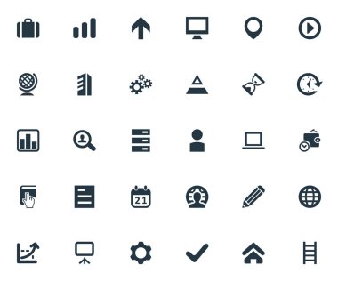 Vektör çizim basit Girişimcilik simgeler kümesi. Öğeleri Tamam, sunum, kalem ve diğer eş anlamlı çekmece ayarları ve Analytics.
