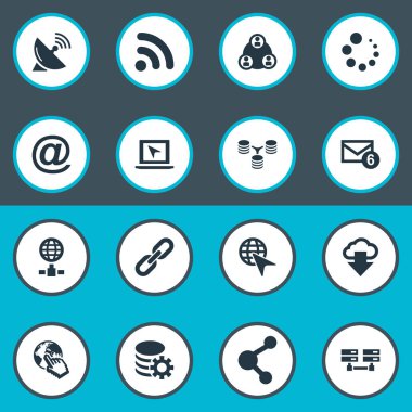 Vektör çizim basit tarayıcı simgeler kümesi. Öğeleri Web imleç, sunucu ilişki, ağ paylaşımı ve diğer eş anlamlı e-posta, köprü ve sunucu.