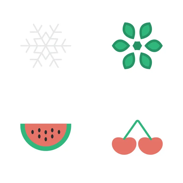 Vektorové ilustrace sada ikon jednoduché Garden. Elements Květinka, meloun, Berry a další synonyma vločka sněhu a meloun. — Stockový vektor