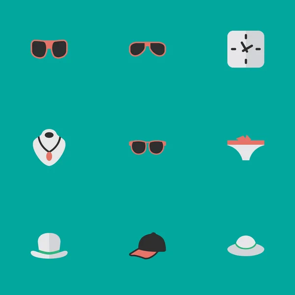 Векторный набор простых иконок. Элементы очки, время, ювелирные изделия и другие синонимы белье, трусики и время . — стоковый вектор