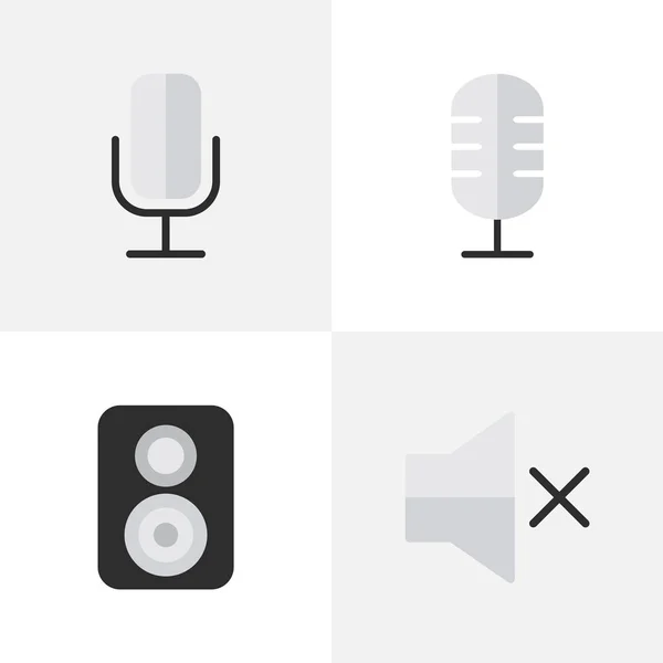 Vector illustratie Set van eenvoudige melodie iconen. Elementen Record, Volume, spreker en andere synoniemen luidspreker, Volume en muziek. — Stockvector