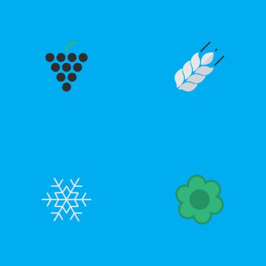 Vektör çizim basit Bahçe simgeler kümesi. Öğeleri çiçek, şarap, pul kar ve diğer eş anlamlı ekmek bardağı ve şarap.