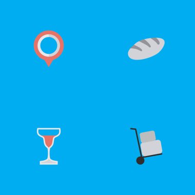 Vektör çizim basit tatil simgeler kümesi. Öğeleri ekmek, kargo, şarap ve diğer eş anlamlı el ekmek ve Pin.