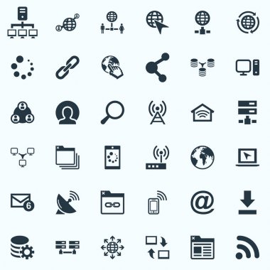 Vektör çizim basit tarayıcı simgeler kümesi. Öğeleri Earth, mobil iletişim, Web imleç ve diğer eş anlamlı köprü başvurun ve yer imi.