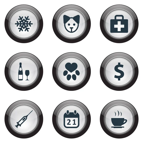 Vektör çizim basit damızlık simgeler kümesi. Öğeleri ayak izi, alkol, köpek ve diğer eş anlamlı dolar ayak izi ve kar.