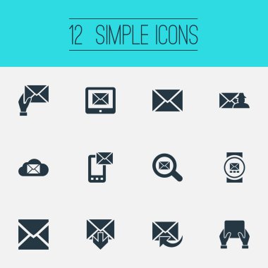 Vektör çizim basit iletişim simgeler kümesi. Öğeleri girme, Smartphone, ürkütücü ve diğer eş anlamlı Specter, Web ve iletişim.