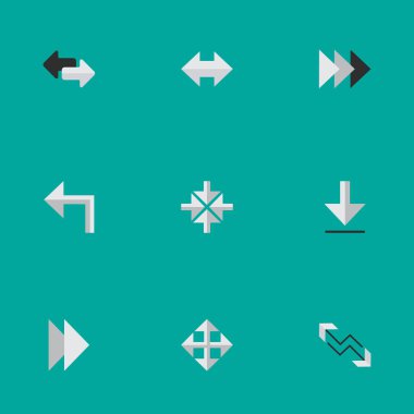 Vektör çizim basit gösterge simgeler kümesi. Öğeleri alma, itibaren içten ve diğer eş anlamlı ok, açmak ve uyarı.