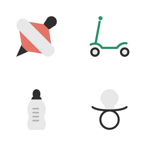 Vector illustratie Set van eenvoudige Kid iconen. Elementen Vial, Yule, tepel en andere synoniemen speelgoed, tepel en Yule. — Stockvector