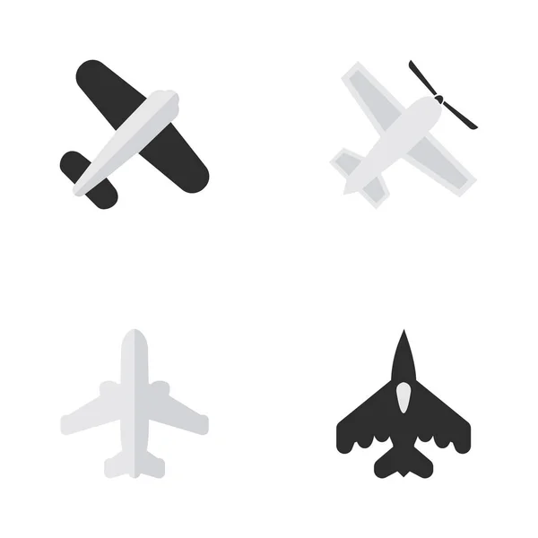 Vector illustratie Set van eenvoudige vliegtuig iconen. Elementen vliegen voertuig, passagiersvliegtuig, luchtvaart en andere synoniemen voertuig, Airliner en ambachtelijke. — Stockvector