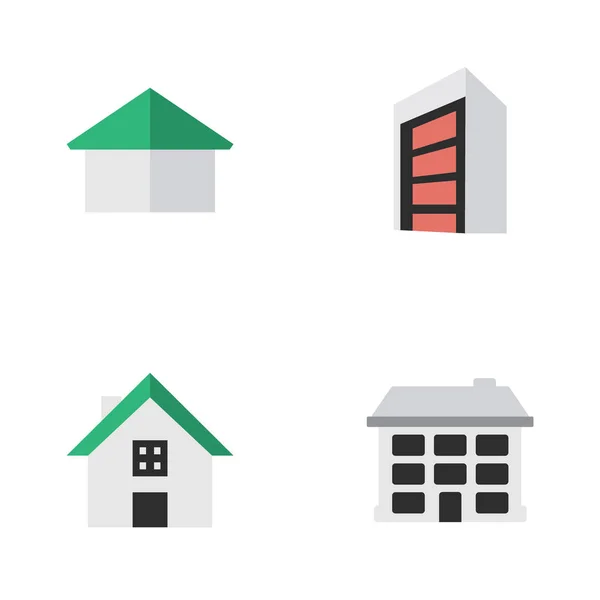 Vector Illustration Set of Simple Estate Icons. Elementos Construcción, Estructura, Arquitectura y Otros Sinónimos Construcción, Construcción y Hogar . — Vector de stock