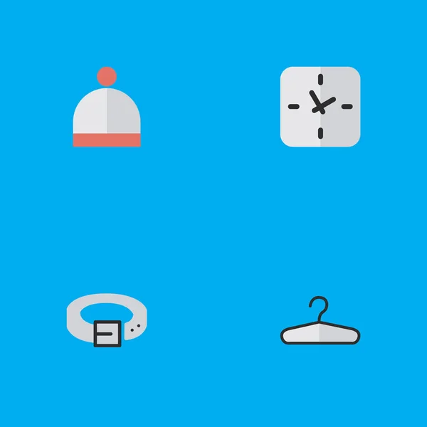 Vector Illustration Set of Simple Accessories Icons. Слоны Время, одежда Крючок, ремешок и другие синонимы Hanger, Wear И Время . — стоковый вектор