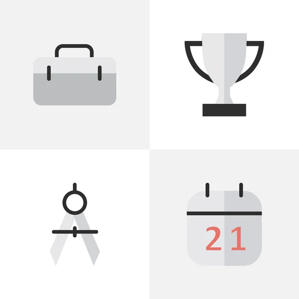 Vector Illustration Set of Simple Education Icons (en inglés). Elementos Cáliz, Maletín, Bloque de Fecha y Otros Sinónimos Cáliz, Campeonato y Fecha . — Vector de stock