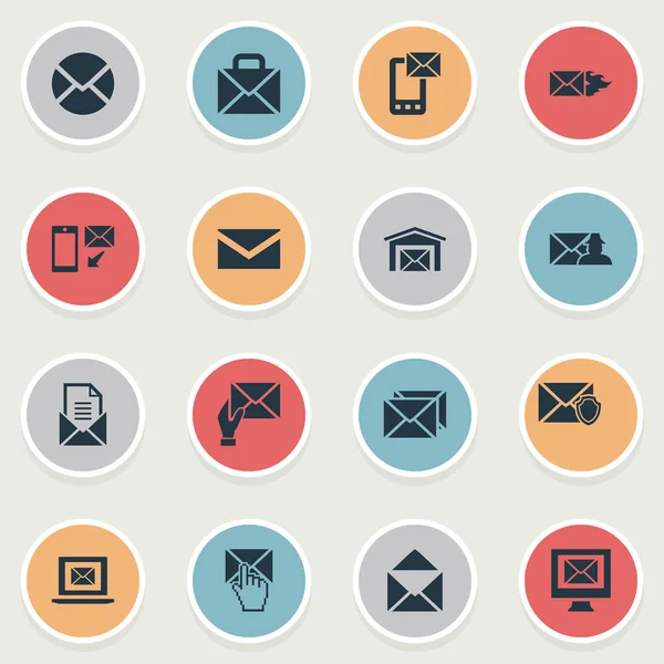 Vektör çizim basit posta simgeler kümesi. Öğeleri Haberler, sayfaları, portföy ve diğer eş anlamlı bilgisayar, dizüstü bilgisayar ve korumalı.