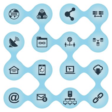 Vektör çizim basit Web simgeler kümesi. Öğeleri Internet, Sputnik sinyal, çekirdek ve diğer eş anlamlı ağ bağlantısı ve sinyal.