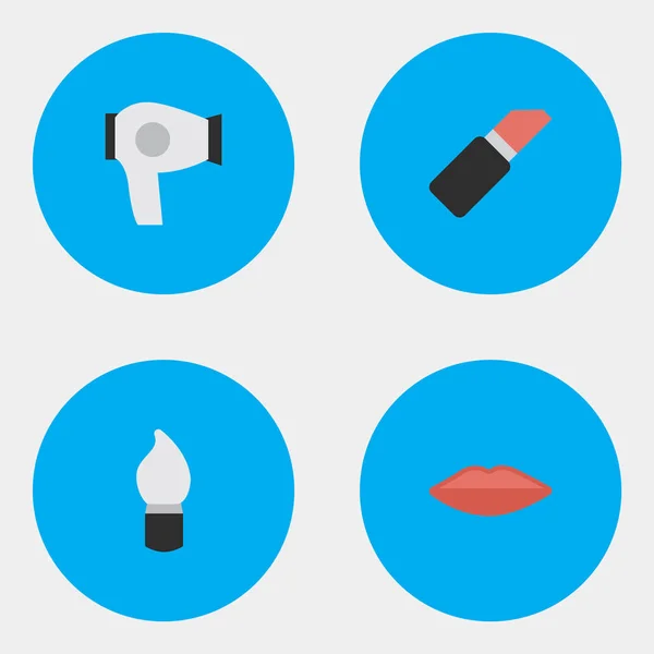 Vector illustratie Set van eenvoudige schoonheid iconen. Elementen pommade, Scrub, lippen en andere synoniemen cosmetische, lippen en drogen. — Stockvector