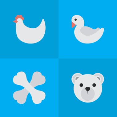 Vektör çizim basit Fauna simgeler kümesi. Öğeleri Panda, iskelet, Swan eş anlamlı Bones, ayı ve Panda.