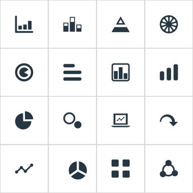 Vektör çizim basit grafik simgeler kümesi. Öğeleri Segment, segmentasyon, düşüş ve diğer eş azaltmak, gerileme ve grafik.