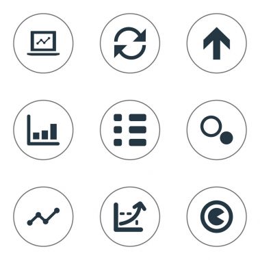 Vektör çizim basit şema simgeler kümesi. Öğeleri menü, yukarı doğru Segment ve diğer eş anlamlı dalgalanma, koordinat ve randomizasyon.