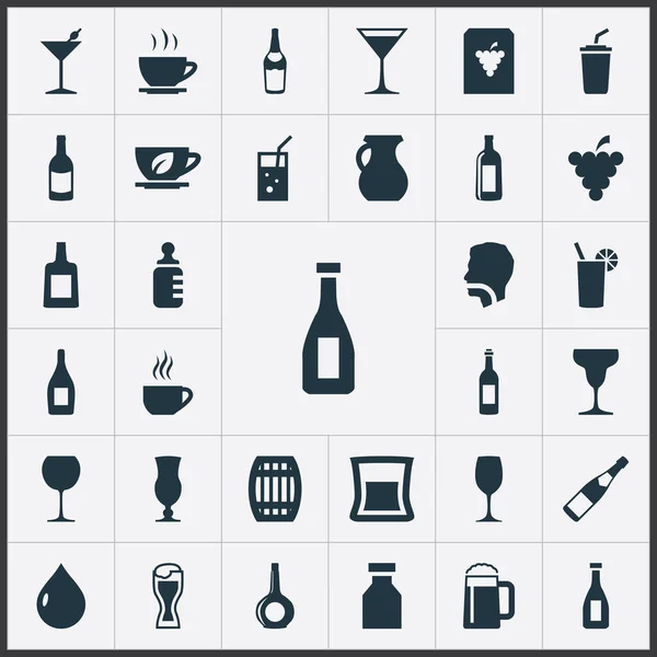 Vector Illustration Set Of Simple Water Icons. Elements Lager, Alcohol, Champagne And Other Synonyms Cocktail, Goblet And Baby. — Stock Vector