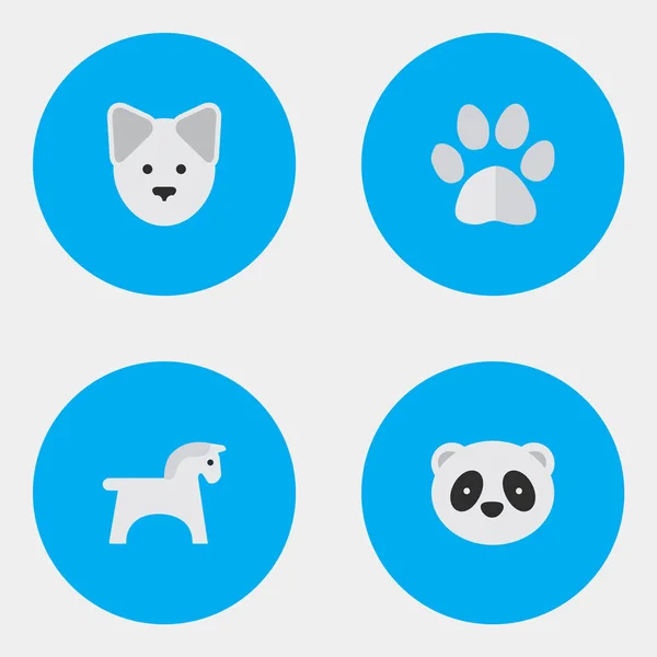 Vector Illustration Set of Simple Animals Icons. Elementos Pie, Oso, Lobo y Otros Sinónimos Perro, Lobo y Animales . — Archivo Imágenes Vectoriales