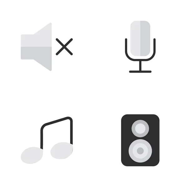 Vector illustratie Set van eenvoudige melodie iconen. Elementen spreker, muziek teken, Volume en andere synoniemen spreker, geluid en Opmerking. — Stockvector