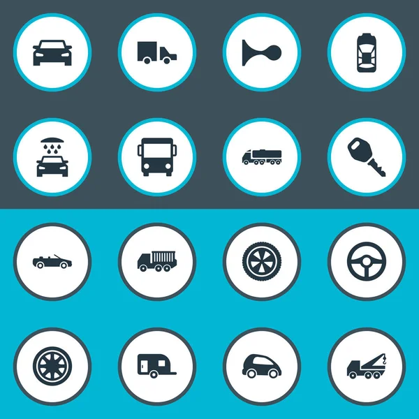 Vektör çizim basit otomobil simgeler kümesi. Öğeleri aktarım Temizleme, kafes, tamir ve diğer eş anlamlı daire, oyuncak ve kamyon.